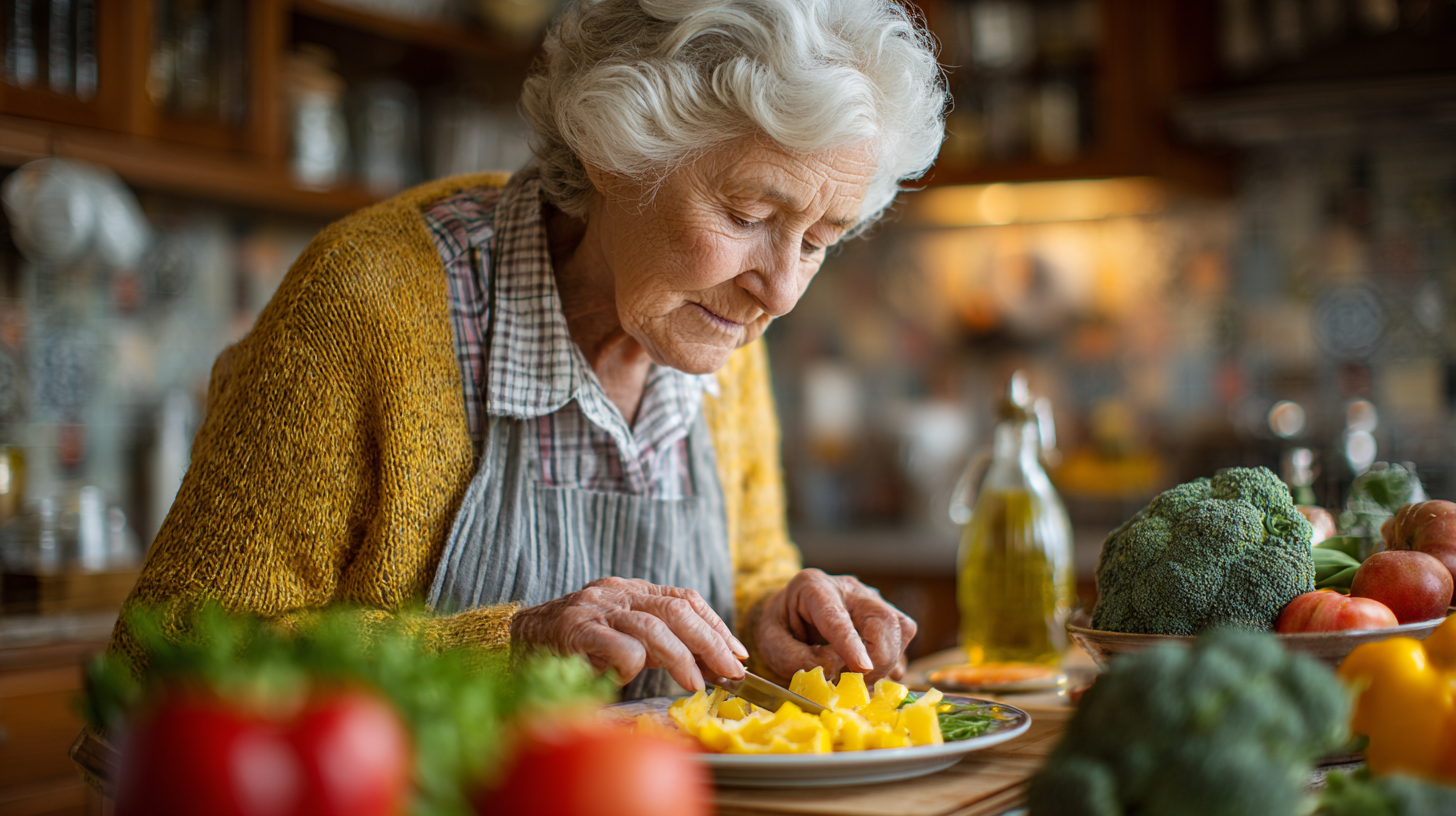 Femeie senior bucurându-se de o cană de ceai sănătos